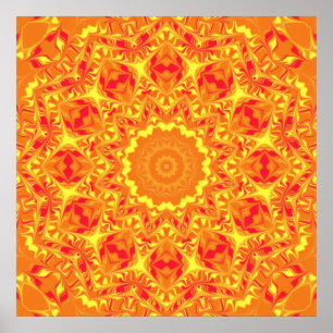 Fire Flower Kaleidoscope Poster