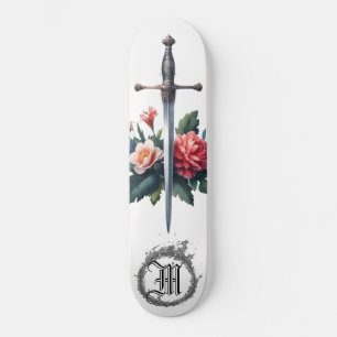 *~* Fire Flowers AP88 Mediaeval Sword Floral Skateboard