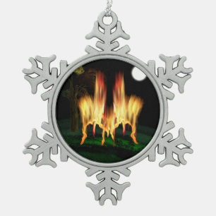Fire Fly Snowflake Pewter Christmas Ornament