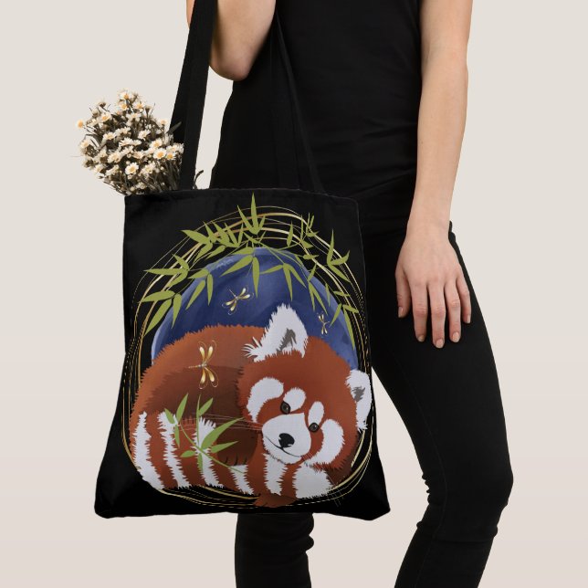 FIRE FOX red panda  tote or crossbody bag 2 sizes (Close Up)