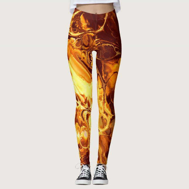 Fire Fractal Art 5-6 Image Options Leggings (Front)
