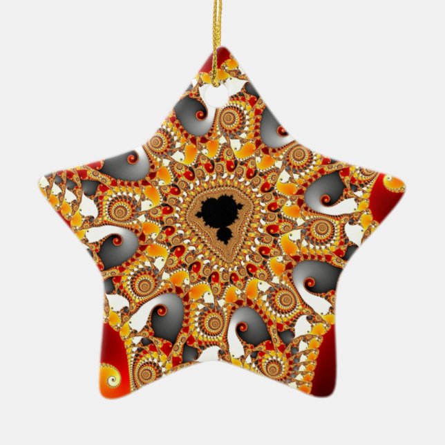 Fire fractal ceramic tree decoration (Front)