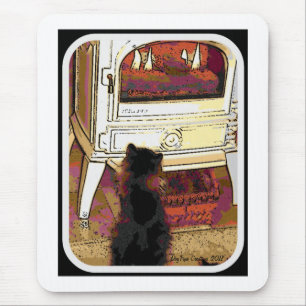Fire Gazing Kitty Mouse Mat