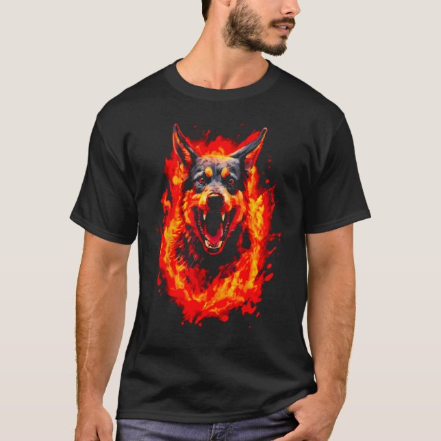 Fire German Shepherd Dog T-Shirt (Front)