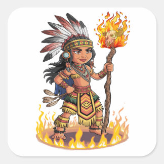 FIRE GIRL SQUARE STICKER