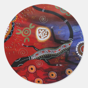 Fire Goanna Dreaming Classic Round Sticker