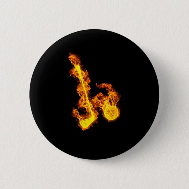 Fire Golf Flames Golf Ball Golfer 6 Cm Round Badge (Front)
