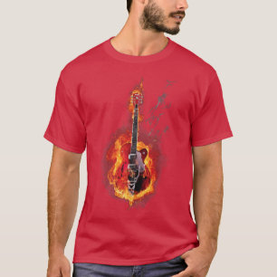 Fire Guitar Guitarist Musician Band Music Player B T-Shirt