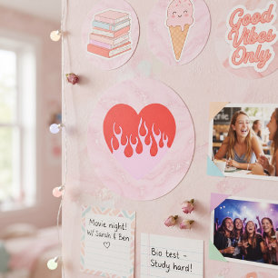 Fire Heart Classic Round Sticker
