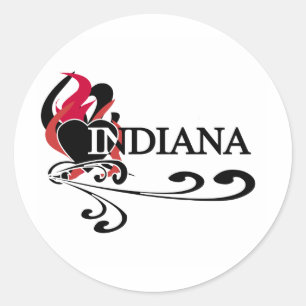Fire Heart Indiana Classic Round Sticker