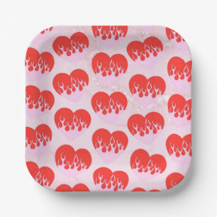 Fire Heart Paper Plate