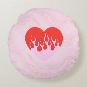 Fire Heart Round Cushion