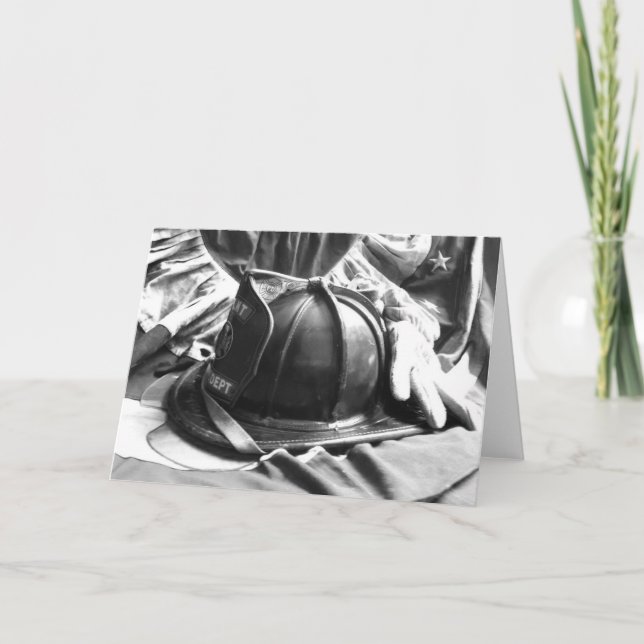 Fire helmet, gloves, flag card (Front)