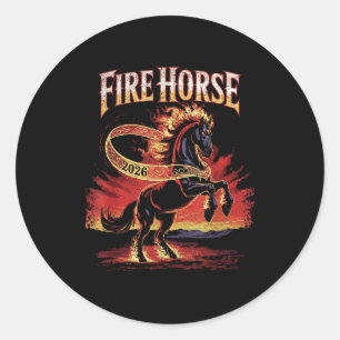 Fire Horse 2026 Zodiac Art Chinese New Year  Classic Round Sticker