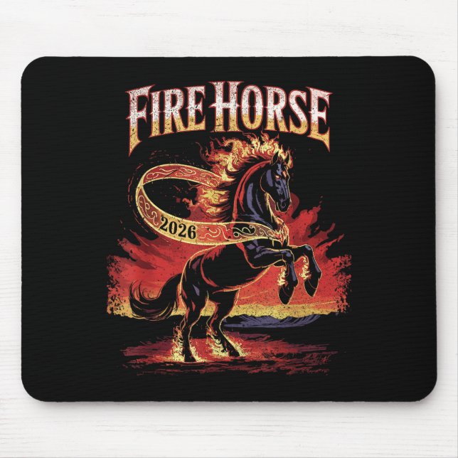 Fire Horse 2026 Zodiac Art Chinese New Year  Mouse Mat (Front)