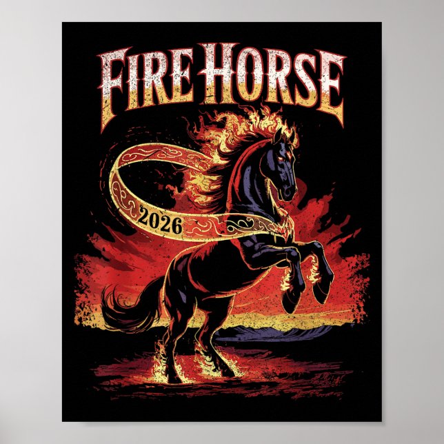 Fire Horse 2026 Zodiac Art Chinese New Year  Poster (Front)