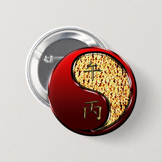 Fire Horse 6 Cm Round Badge (Front & Back)