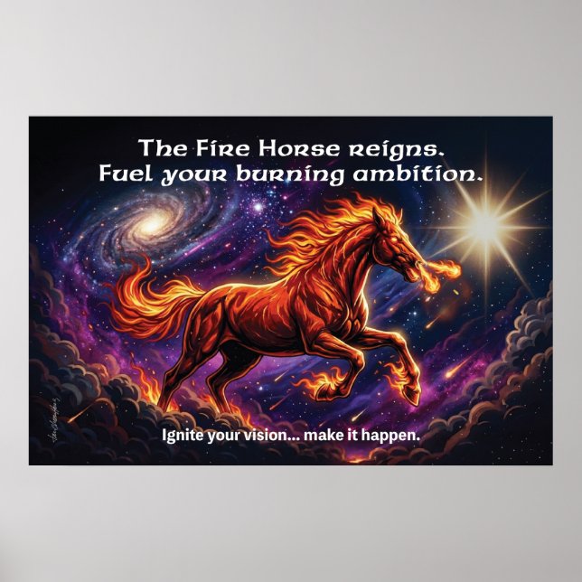 Fire Horse "Burning Ambition" Wall Poster (Front)