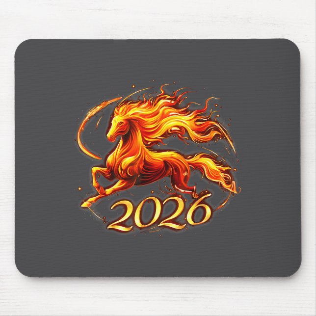 Fire Horse Chinese Zodiac Symbol 2026 Lunar New Ye Mouse Mat (Front)
