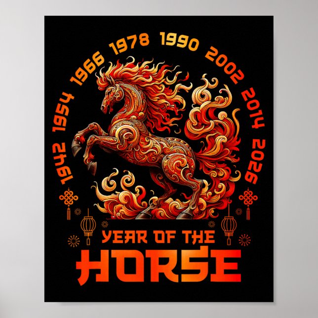 Fire Horse Chinese Zodiac Symbol 2026 Lunar New Ye Poster (Front)