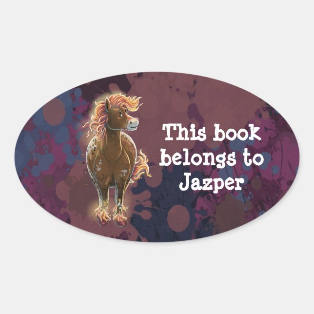 Fire Horse Lable Oval Sticker (Front)