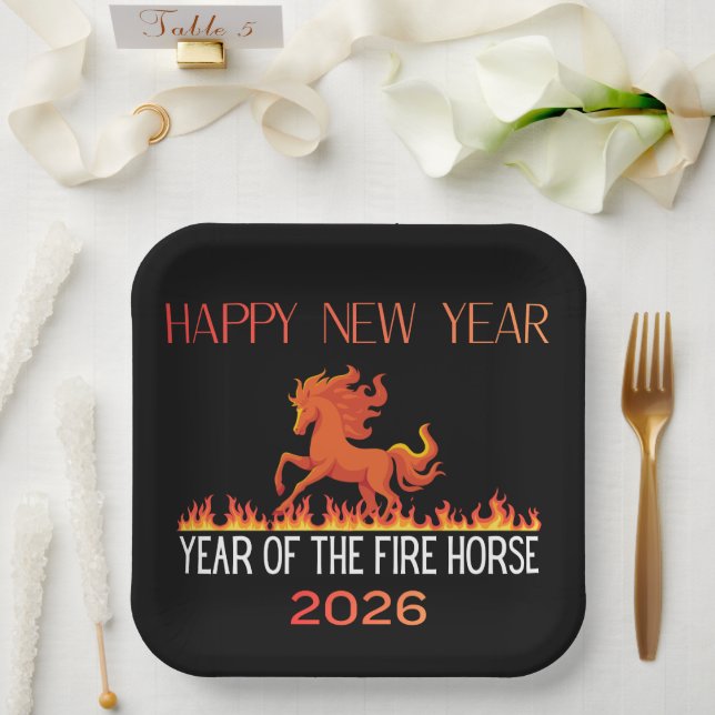Fire Horse Paper Plate (Wedding)