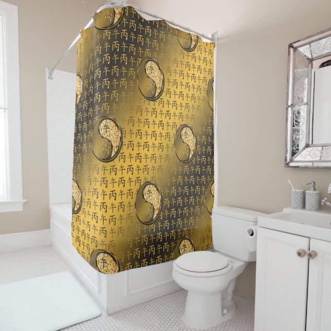 Fire Horse Shower Curtain (In Situ)