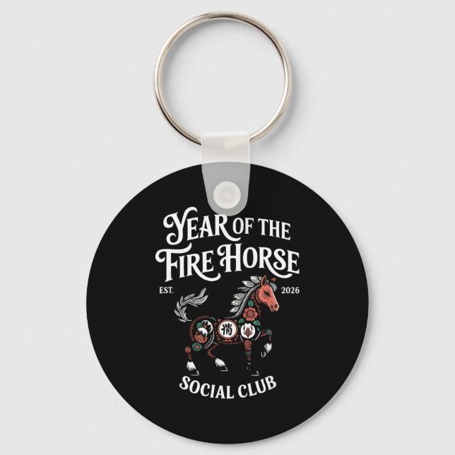 Fire Horse Social Club 2026 Lunar New Year  Key Ring (Front)