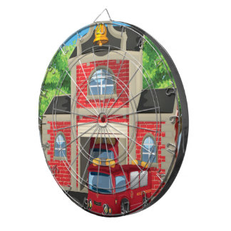Fire House and Fire Truck Dartboard