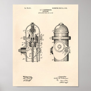 Fire Hydrant 1903 Patent Art - Old Peper Poster