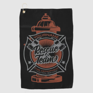 Fire Hydrant ADD NAME Fire Fighter Rescue Team Golf Towel