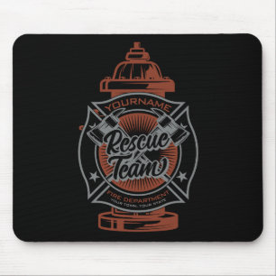 Fire Hydrant ADD NAME Fire Fighter Rescue Team Mouse Mat