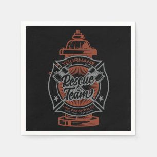 Fire Hydrant ADD NAME Fire Fighter Rescue Team Napkin