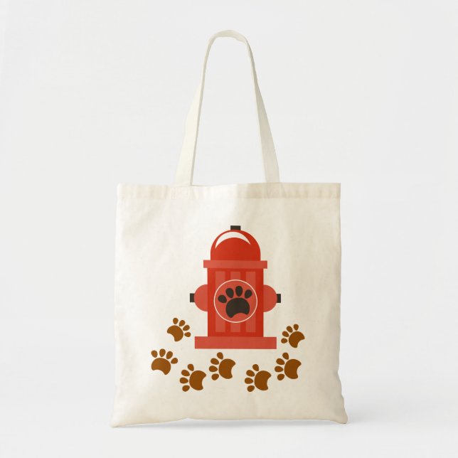 Fire Hydrant and paw prints Tote Bag (Front)