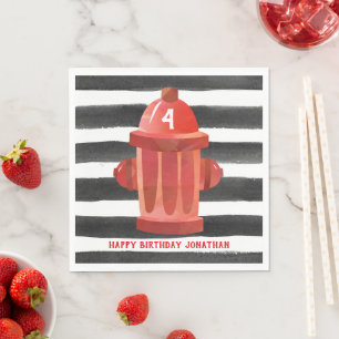 Fire Hydrant Birthday Party Napkins - Fire Truck