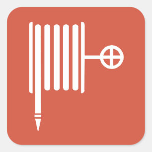 Fire Hydrant & Hose Reel sign Square Sticker