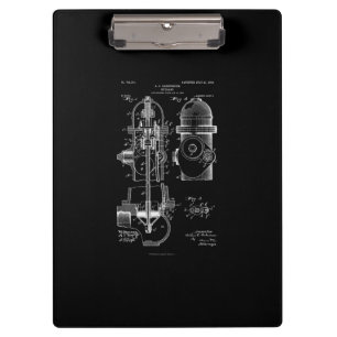 Fire Hydrant Patent Firefighter Gift Men Women Clipboard