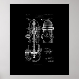 Fire Hydrant Patent Firefighter Gift Men Women Poster