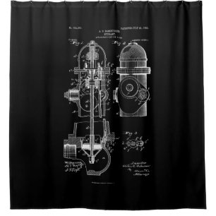 Fire Hydrant Patent Firefighter Gift Men Women Shower Curtain