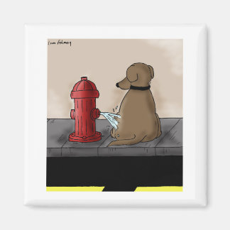 Fire Hydrant Revenge Dog Cartoon Magnet