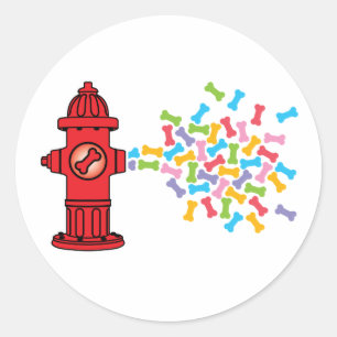 Fire Hydrant with Dog Bones Classic Round Sticker