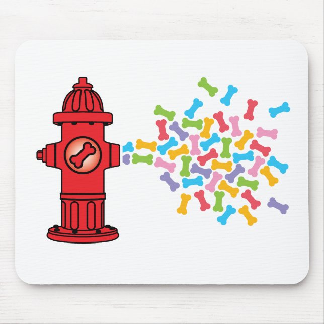 Fire Hydrant with Dog Bones Mouse Mat (Front)