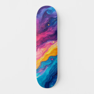 Fire & Ice Abstract Paint Skateboard