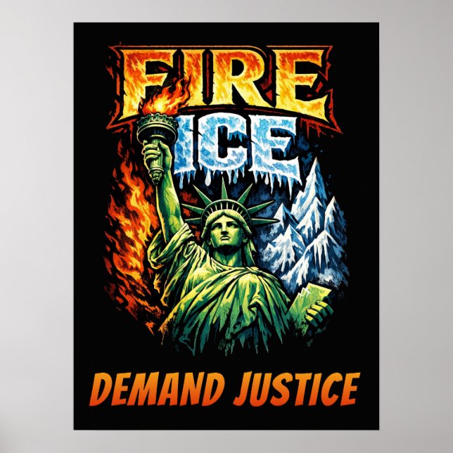 FIRE ICE Anti-ICE Protest Sign, Download,    Poster (Front)