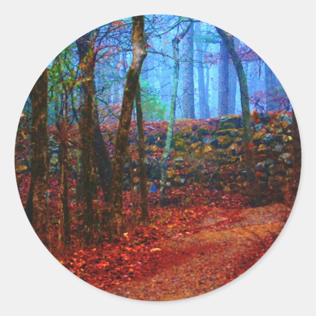 Fire & Ice Forest Oil Painting Gifts Apparel Classic Round Sticker (Front)