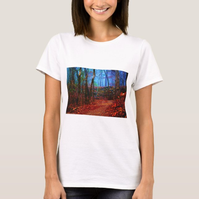 Fire & Ice Forest Oil Painting Gifts Apparel T-Shirt (Front)