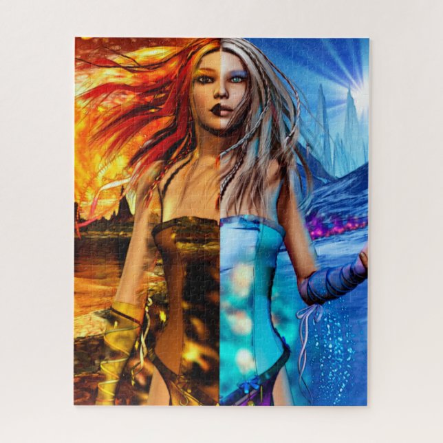 Fire & Ice Science Fiction Fantasy Jigsaw Puzzle (Vertical)