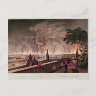 Fire in Moscow, September 1812. engraved by Postcard