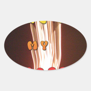 Fire in My Heart Art Print Oval Sticker