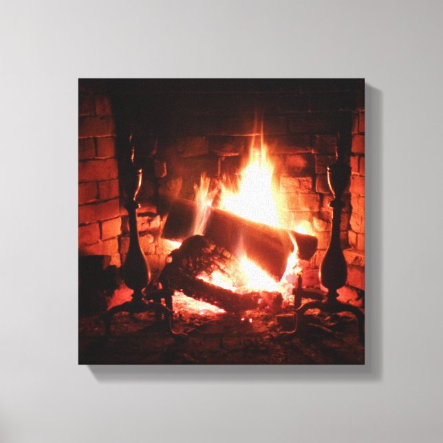Fire in the Fireplace Canvas Print (Front)